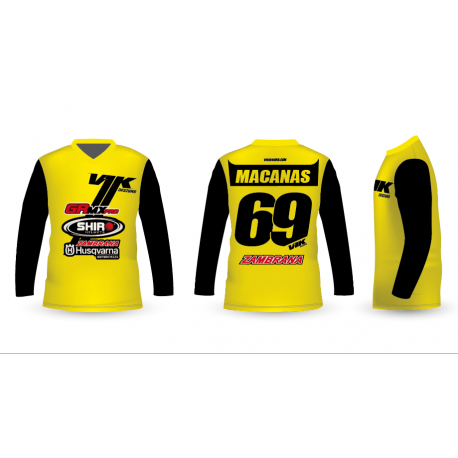 CAMISETA MOTOCROSS - MACANAS AMARILLO/NEGRO